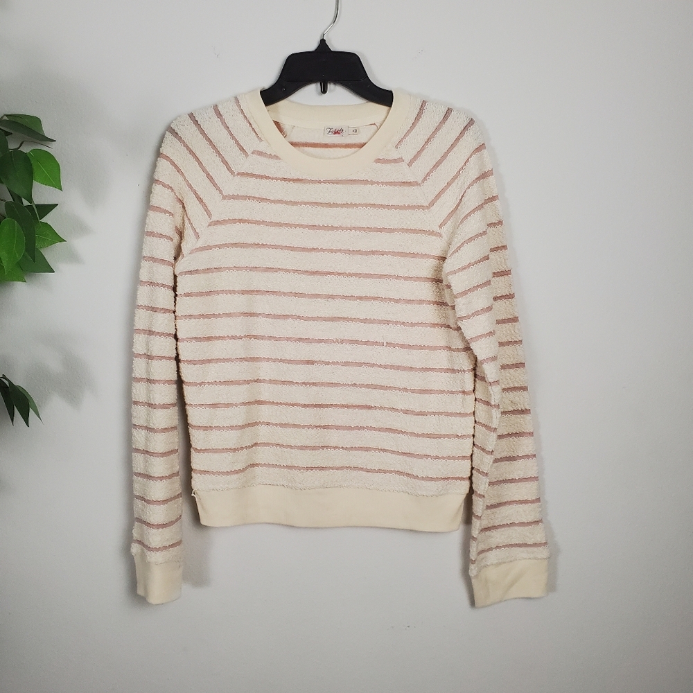 Faherty Cream Salmon Striped Sweater Women's Small Crewneck